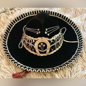 Vintage Gilberto Salazar Concepcion Sombrero Youth Silver /Black Ornate Youth